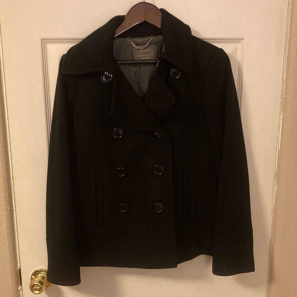J. Crew Classic Black Nello Gori Wool Peacoat